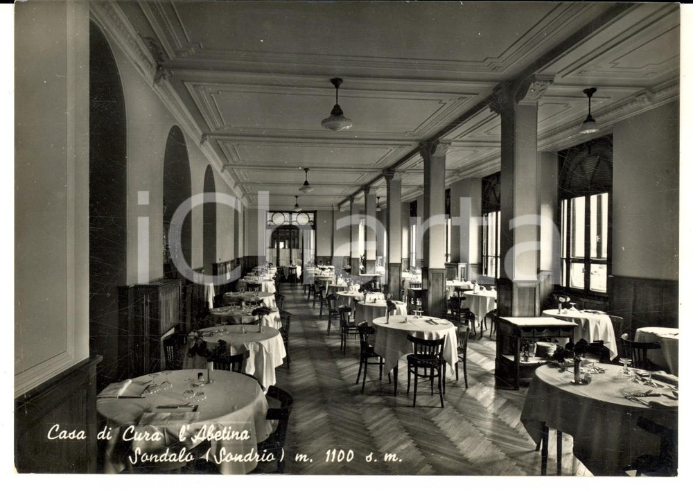 Cartolina originale da collezione 1950 ca SONDALO SO Casa di cura L ABERTINA  Sala da pranzo Cartolina FG NV 1