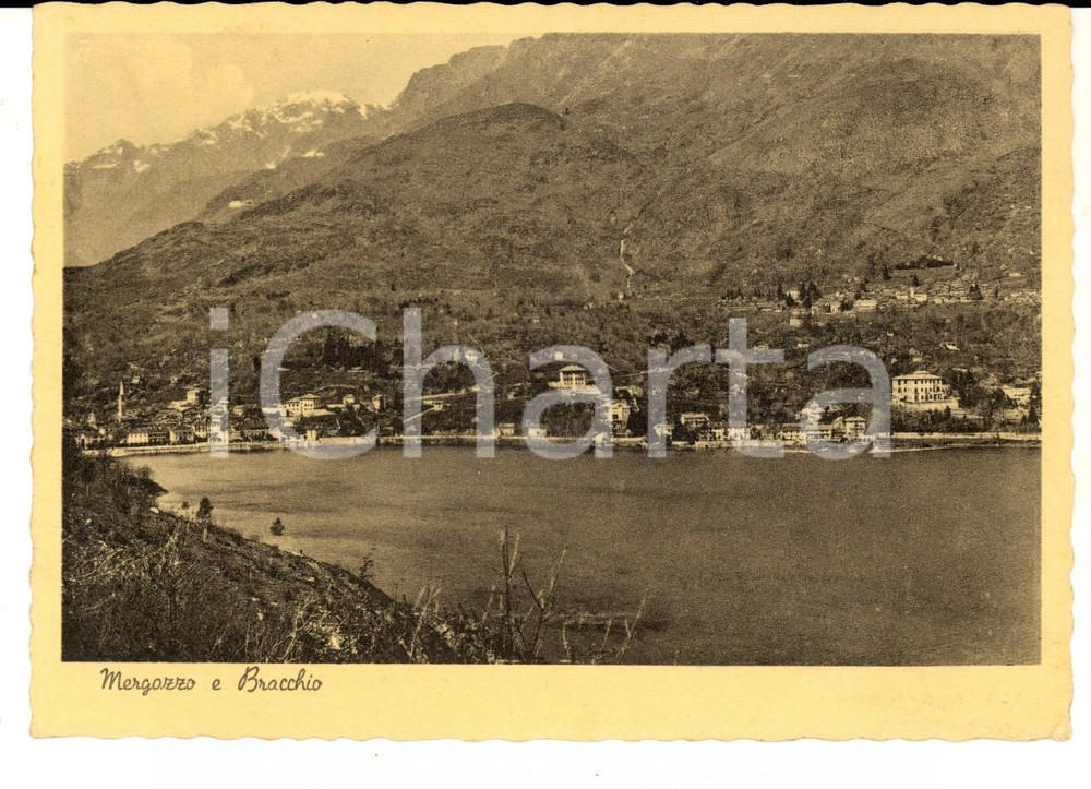 Cartolina originale da collezione 1950 ca MERGOZZO Veduta con la frazione BRACCHIO Cartolina postale FG VG 1