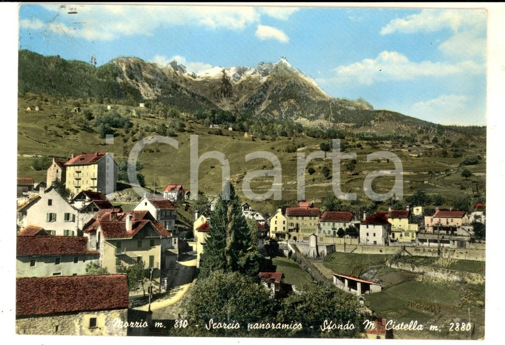 Cartolina originale da collezione 1958 MOZZIO DI CRODO Scorcio panoramico e Monte CISTELLA Cartolina FG VG 1