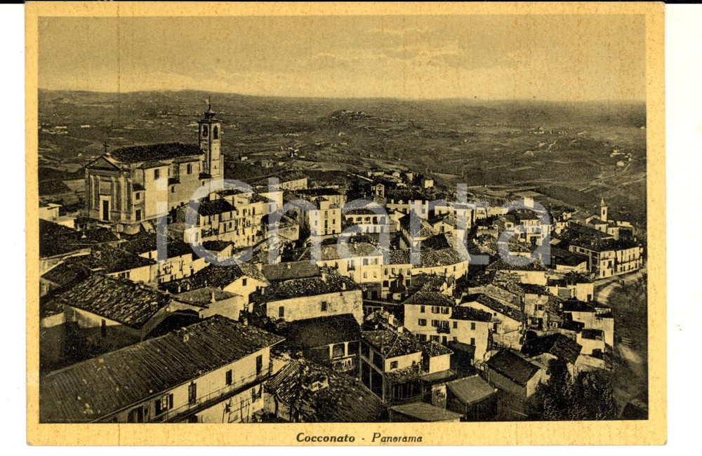 Cartolina originale da collezione 1938 COCCONATO AT Panorama del paese Cartolina postale FG VG 1