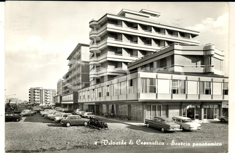 Cartolina originale da collezione 1966 VALVERDE / CESENATICO FC Scorcio panoramico con auto Cartolina FG VG 1