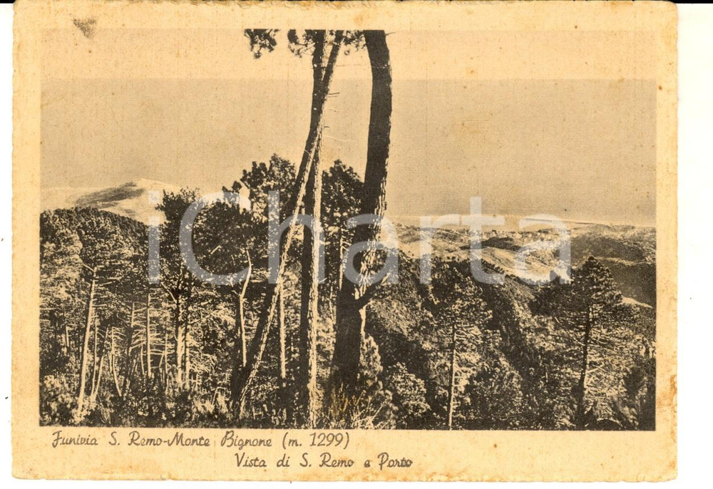 Cartolina originale da collezione 1948 SANREMO IM Veduta dalla funivia MONTE BIGNONE Cartolina postale FG VG 1