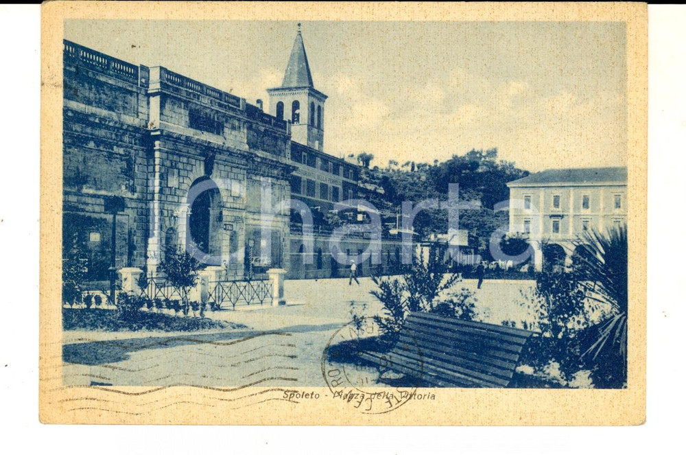 Cartolina originale da collezione 1950 ca SPOLETO Veduta di piazza della Vittoria Cartolina postale FG VG 1