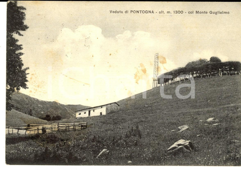 Cartolina originale da collezione 1956 PONTOGNA BG Veduta con il monte GUGLIELMO Cartolina postale FG VG 1