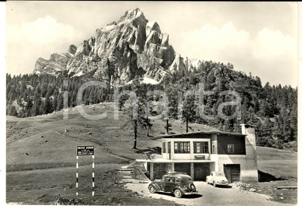 Cartolina originale da collezione 1960 ca PASSO DURAN BL Veduta con rifugio CAI AGORDO Cartolina postale FG NV 1