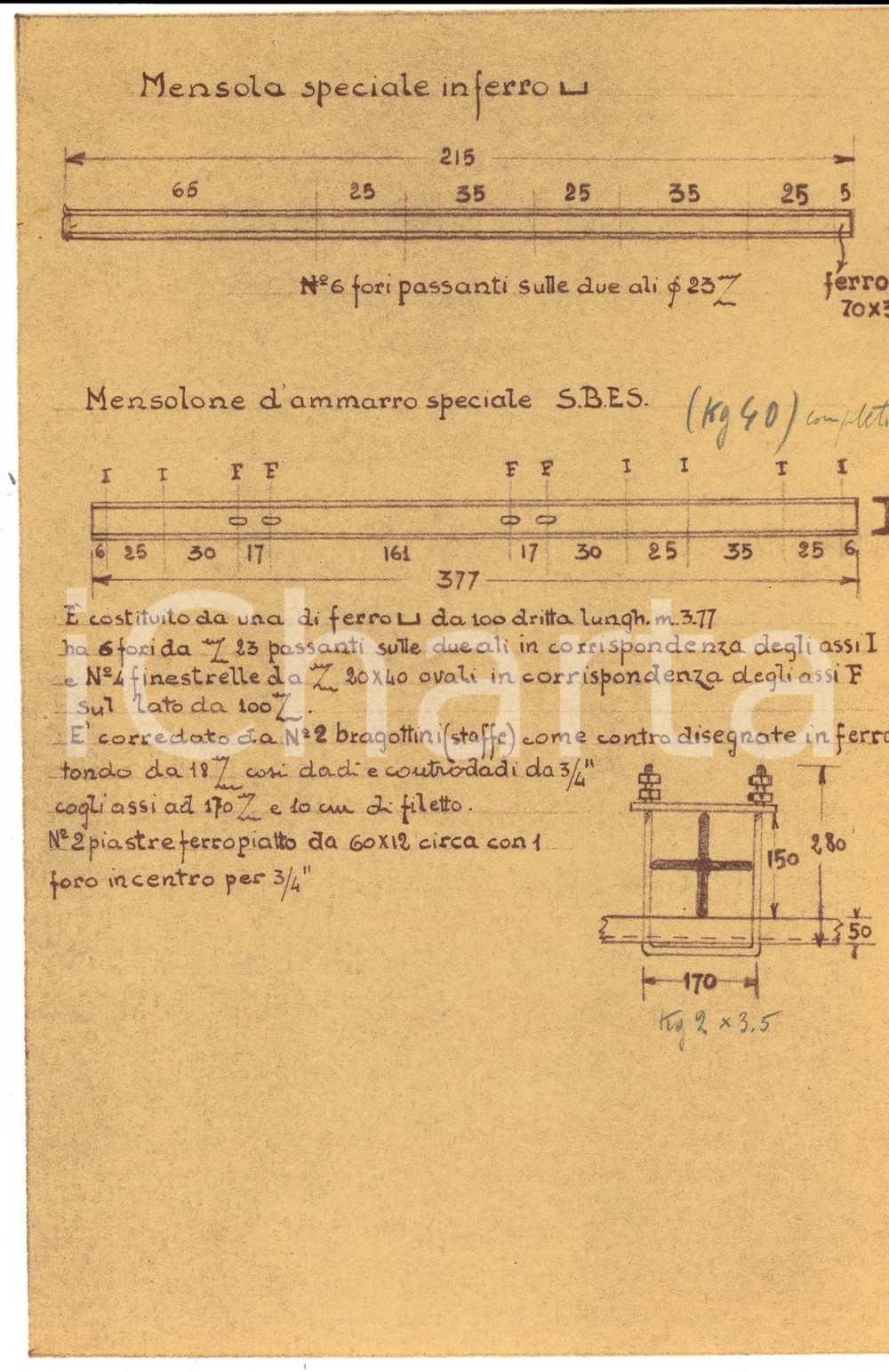 Documento originale, autentico 1930 ca MILANO Scuola Ingegneria  Mensola speciale e d ammarro Scheda 1