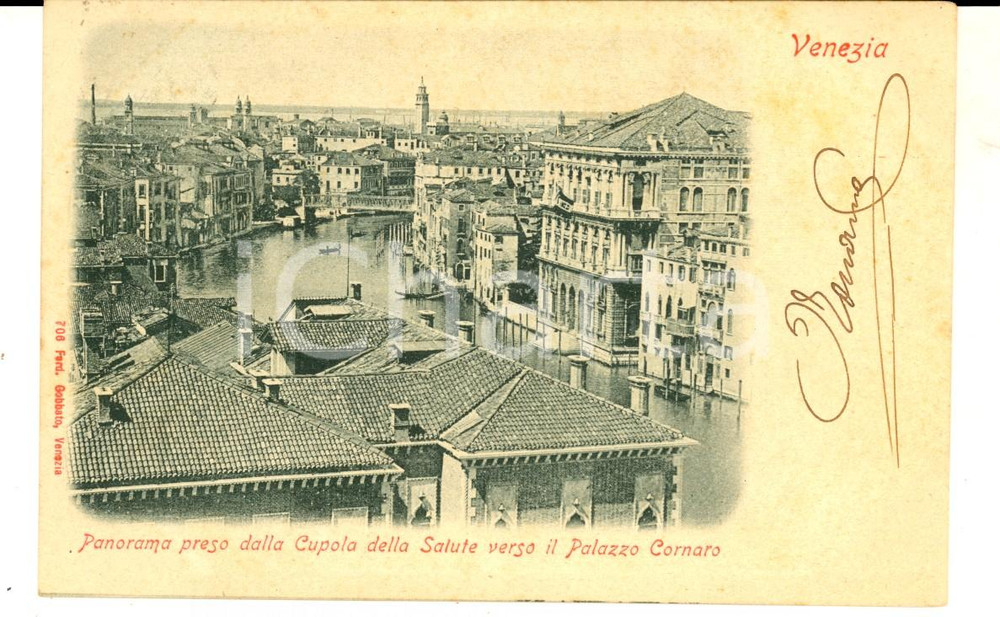 Cartolina originale da collezione 1900 ca VENEZIA Panorama Cupola della Salute verso Palazzo CORNARO Cartolina 1