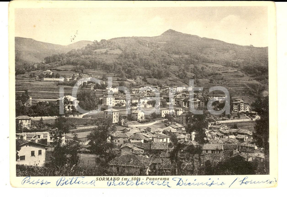 Cartolina originale da collezione 1952 SORMANO CO Panorama del paese dall alto Cartolina postale FG VG 1