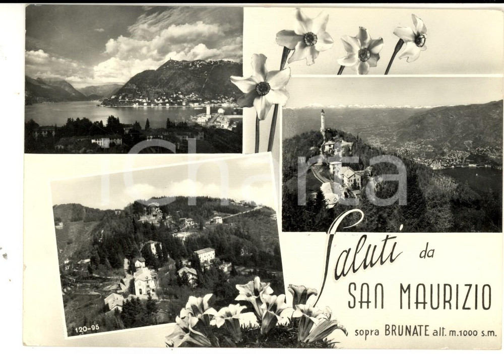 Cartolina originale da collezione 1960 BRUNATE Frazione SAN MAURIZIO Vedutine con Faro Voltiano Cartolina FG VG 1