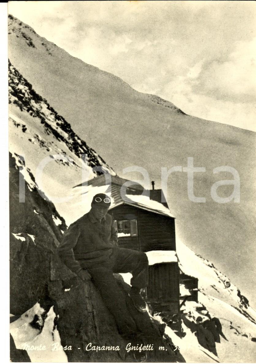 Cartolina originale da collezione 1960 ca GRESSONEY MONTE ROSA Veduta Capanna GNIFETTI Cartolina ANIMATA FG VG 1