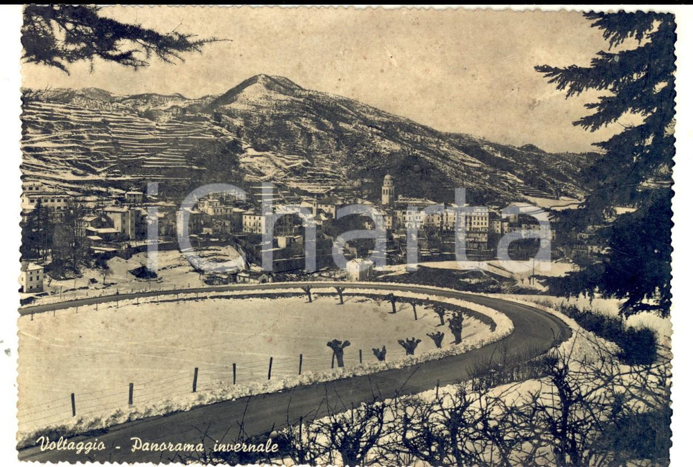 Cartolina originale da collezione 1960 ca VOLTAGGIO AL Panorama invernale del paese Cartolina postale FG NV 1
