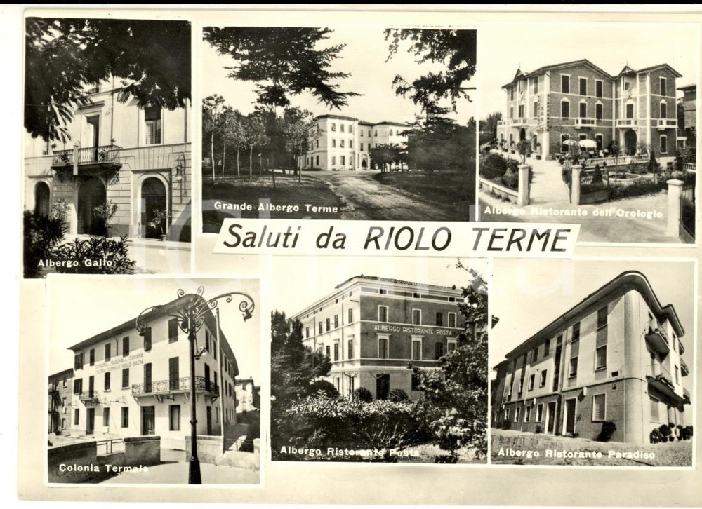 Cartolina originale da collezione 1963 RIOLO TERME RA Vedutine Colonia Termale e Albergo Gallo Cartolina FG VG 1