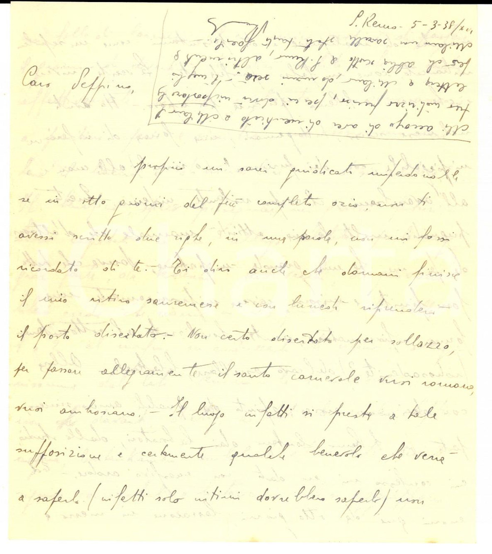 Manoscritto, lettera originale 1938 SANREMO IM Sono un lazzarone tra i lazzaroni Lettera Raimondo BARIATTI 1