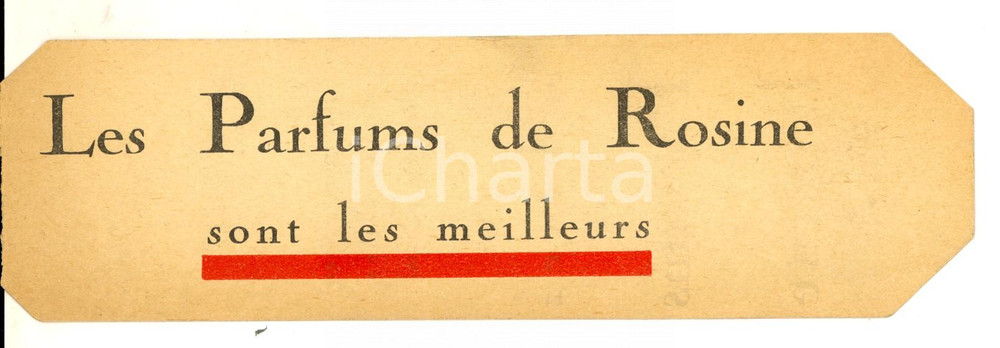 Oggetto da collezione cartaceo 1950 ca PARIS Les PARFUMS DE ROSINE sont les meilleurs Segnalibro pubblicitario 1