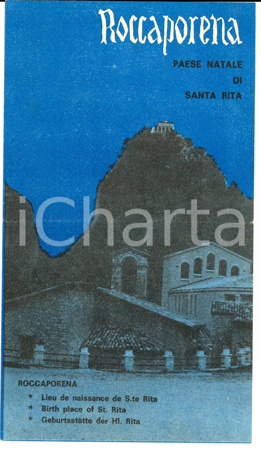 Materiale pubblicitario d’epoca 1960 ca ROCCAPORENA Pese natale di SANTA RITA Pieghevole TURISMO VINTAGE 1