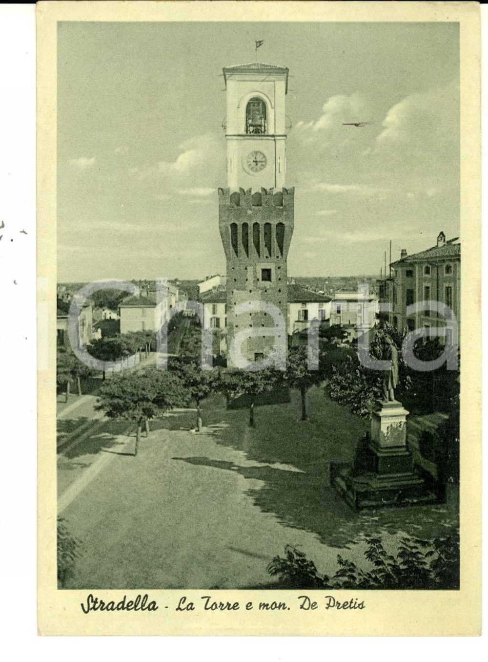 Cartolina originale da collezione 1941 STRADELLA PV Torre e monumento DE PRETIS Cartolina postale FG VG 1