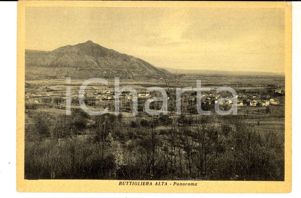 Cartolina originale da collezione 1954 BUTTIGLIERA ALTA TO Panorama del paese Cartolina postale FG VG 1