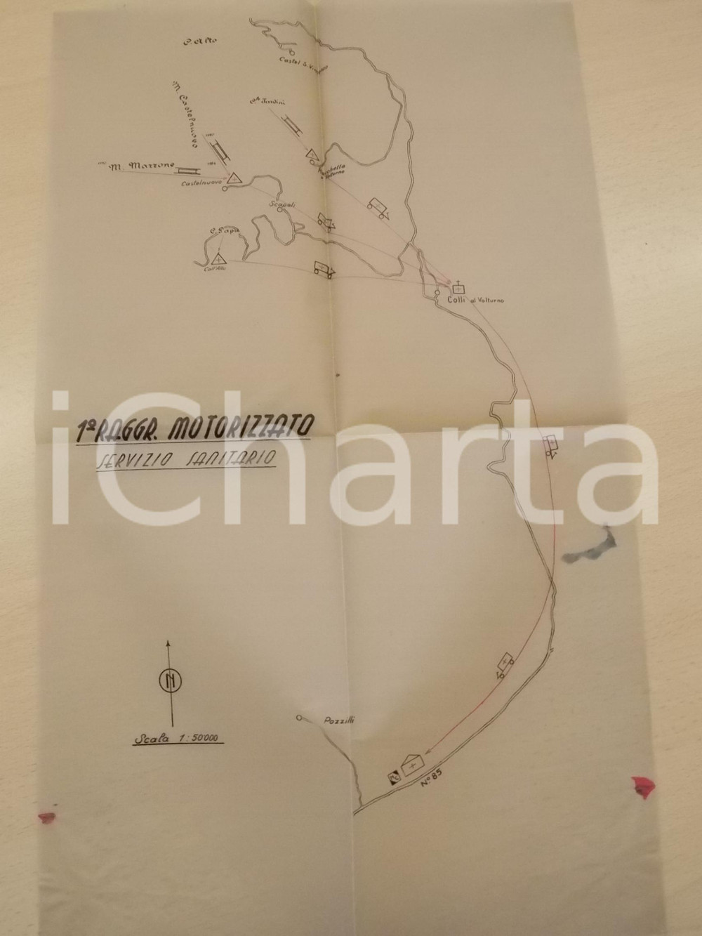 1943 WW2 1° RAGGRUPPAMENTO MOTORIZZATO Organizzazione servizio sanitario 26x45