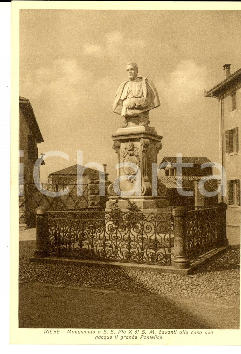 Cartolina originale da collezione 1935 RIESE PIO X Monumento a Pio X davanti alla casa natale Cartolina FG NV 1