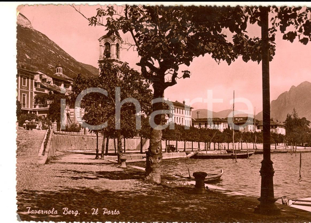 Cartolina originale da collezione 1955 TAVERNOLA BERGAMASCA Veduta del porto Cartolina postale FG VG 1