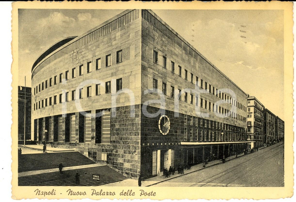 Cartolina originale da collezione 1940 NAPOLI  Nuovo Palazzo delle REGIE POSTE Cartolina postale ANIMATA FG 1