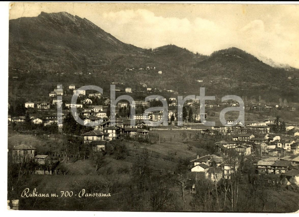 Cartolina originale da collezione 1955 RUBIANA TO Panorama del paese Cartolina postale FG VG 1