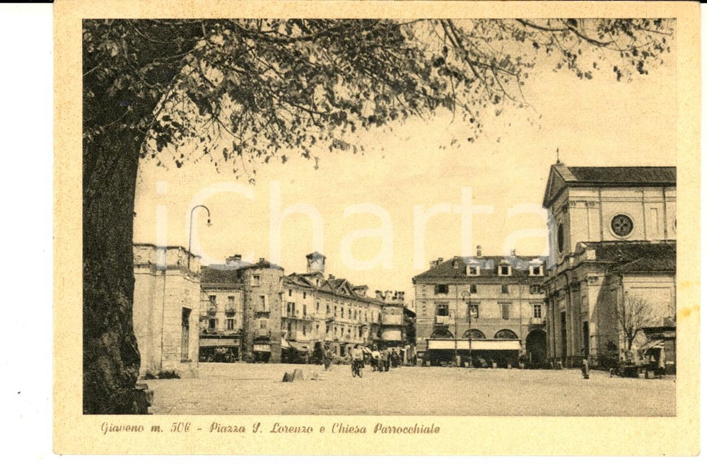 Cartolina originale da collezione 1953 GIAVENO TO Piazza SAN LORENZO e chiesa parrocchiale Cartolina FG VG 1