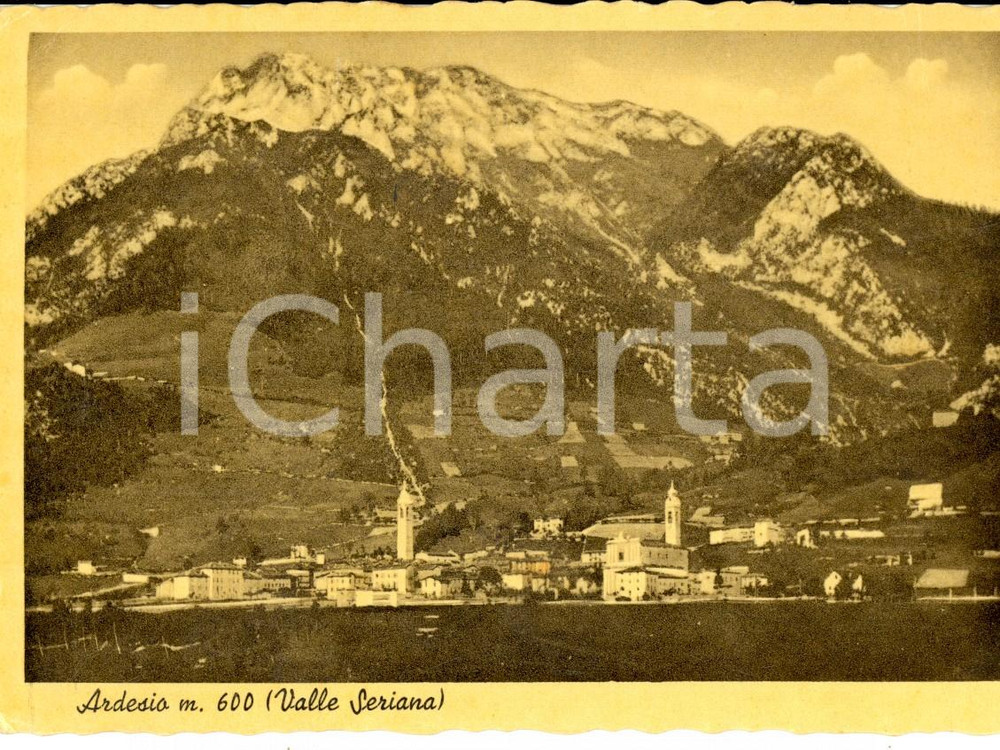 Cartolina originale da collezione 1950 ca ARDESIO BG Panorama del paese e della Valle SERIANA Cartolina FG VG 1