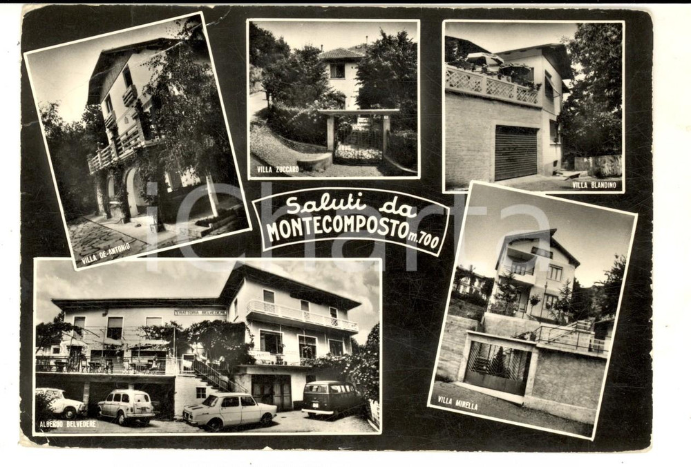 Cartolina originale da collezione 1965 MONTECOMPOSTO TO Vedutine con ALBERGO BELVEDERE Cartolina VINTAGE FG 1