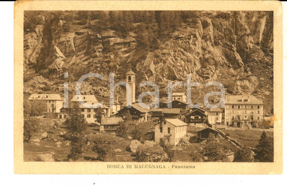Cartolina originale da collezione 1930 ca BORCA DI MACUGNAGA VB Panorama del paese Cartolina FP NV 1