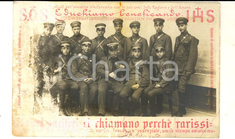 Materiale pubblicitario d’epoca 1910 ca IHS LETTURE SPIRITUALI Cartolina pubblicitaria DANNEGGIATA FP 1