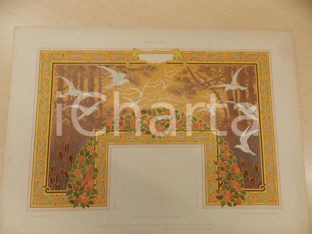 Stampa, bozzetto originale 1910 ca Louis FUCHS Sopra porte Tavola 35x25 cm da MODELLI DECORATIVI 1