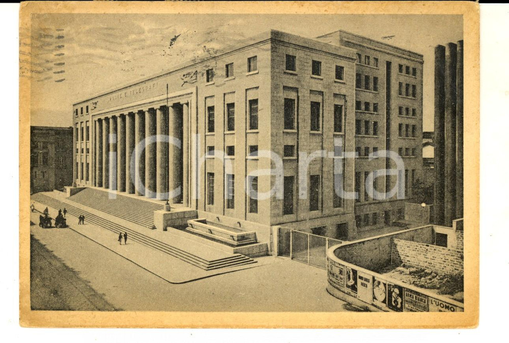 Cartolina originale da collezione 1951 PALERMO Palazzo Poste e Telegrafi Cartolina postale ANIMATA FG VG 1