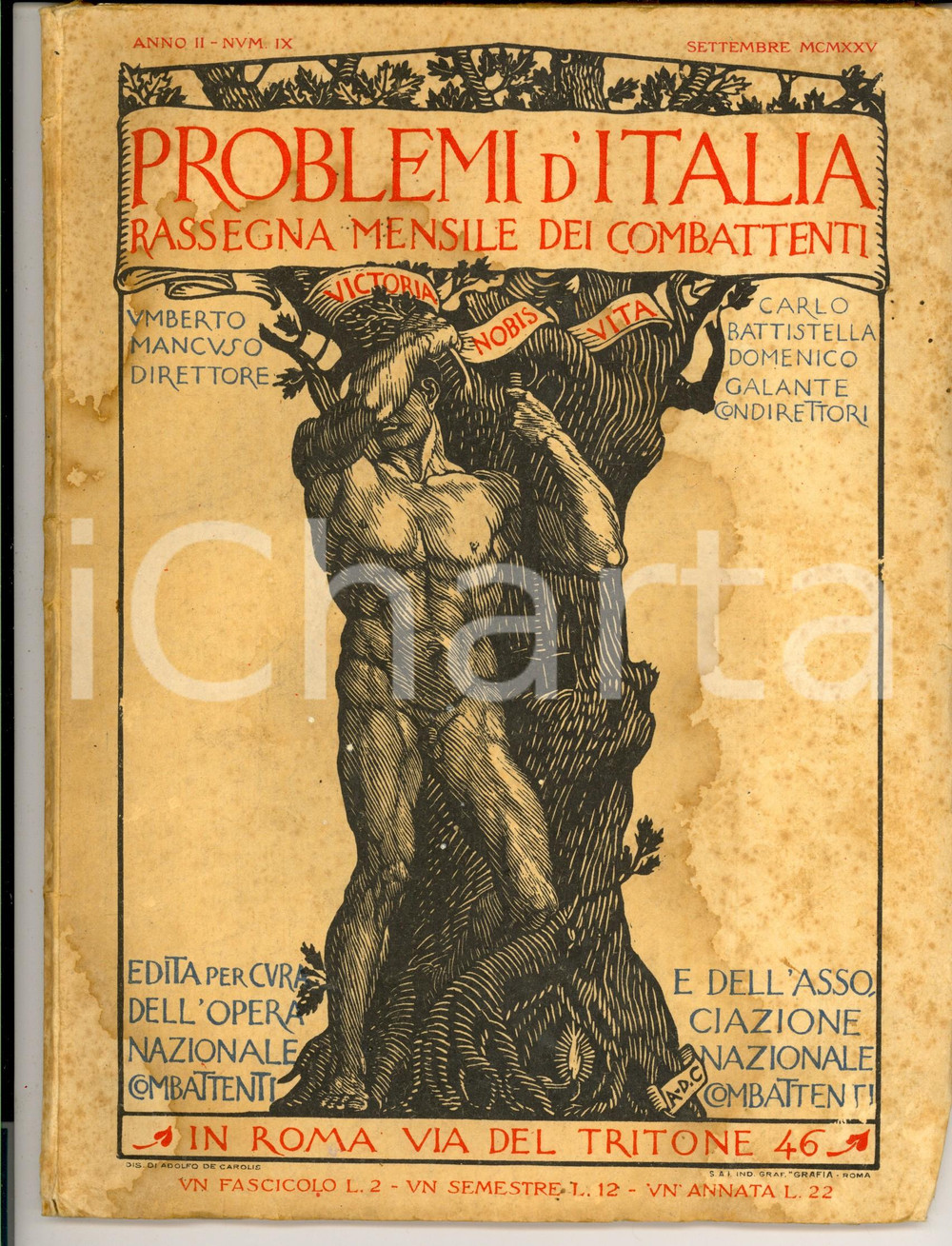 Giornale, rivista storica 1925 PROBLEMI D ITALIA Importanza del problema di Fiume Rivista DANNEGGIATA 1
