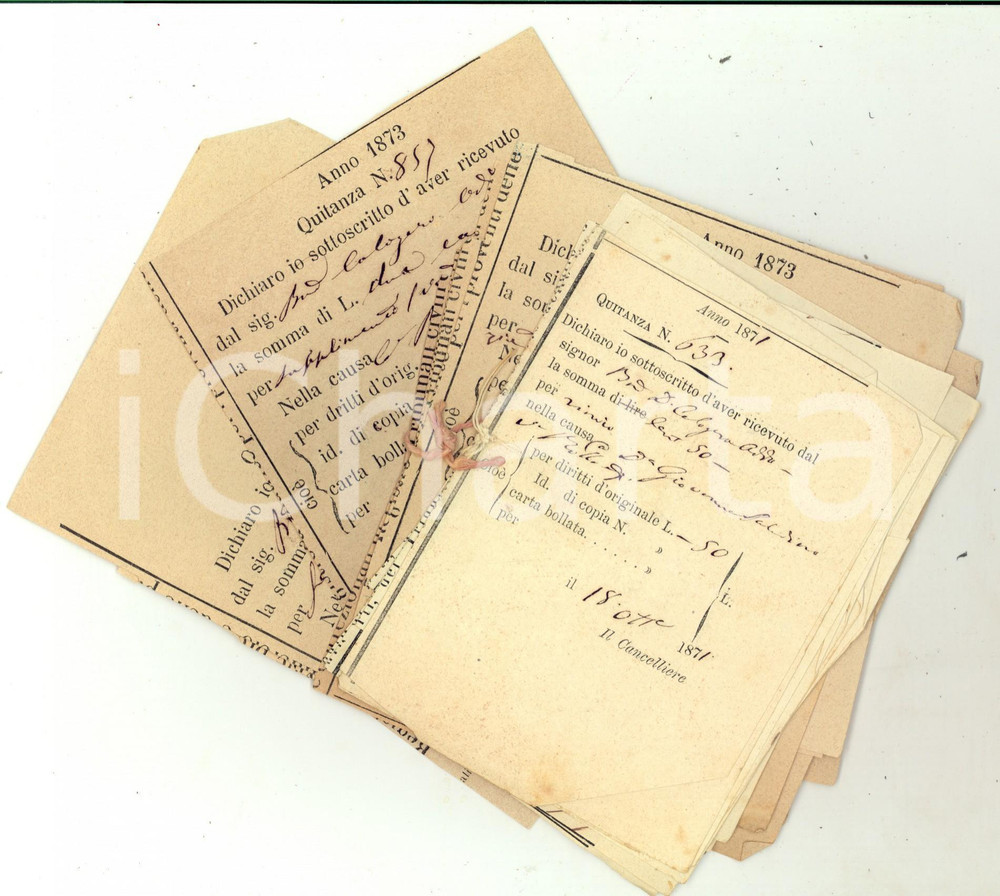 1871-1873 SAMBUCA Lotto 21 ricevute per cause del barone Calogero ODDO