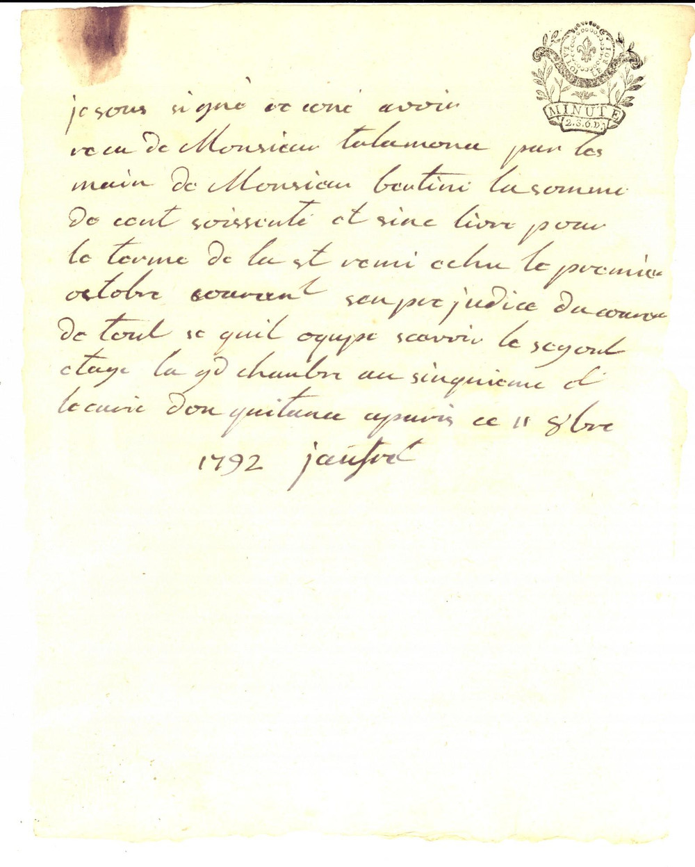 Documento originale, autentico 1792 VARESE Ricevuta BERTINI  a TALAMONA per saldo affitto Manoscritto 1