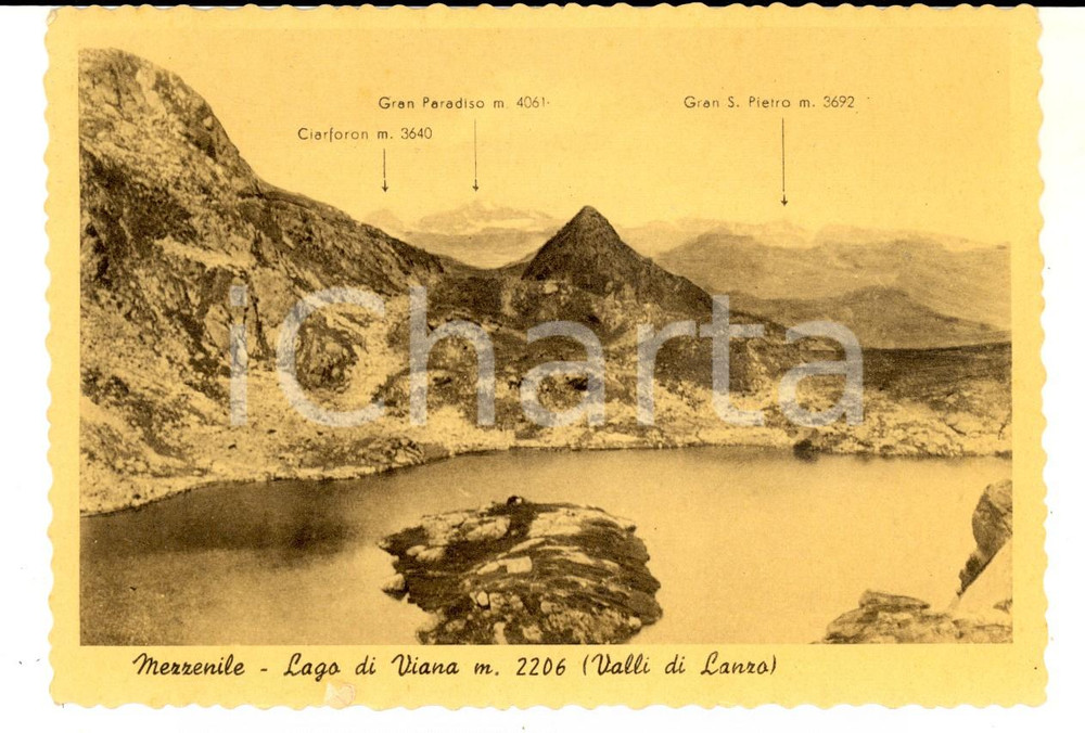 Cartolina originale da collezione 1952 MEZZENILE TO Veduta del lago di VIANA  VALLI DI LANZO Cartolina FG NV 1