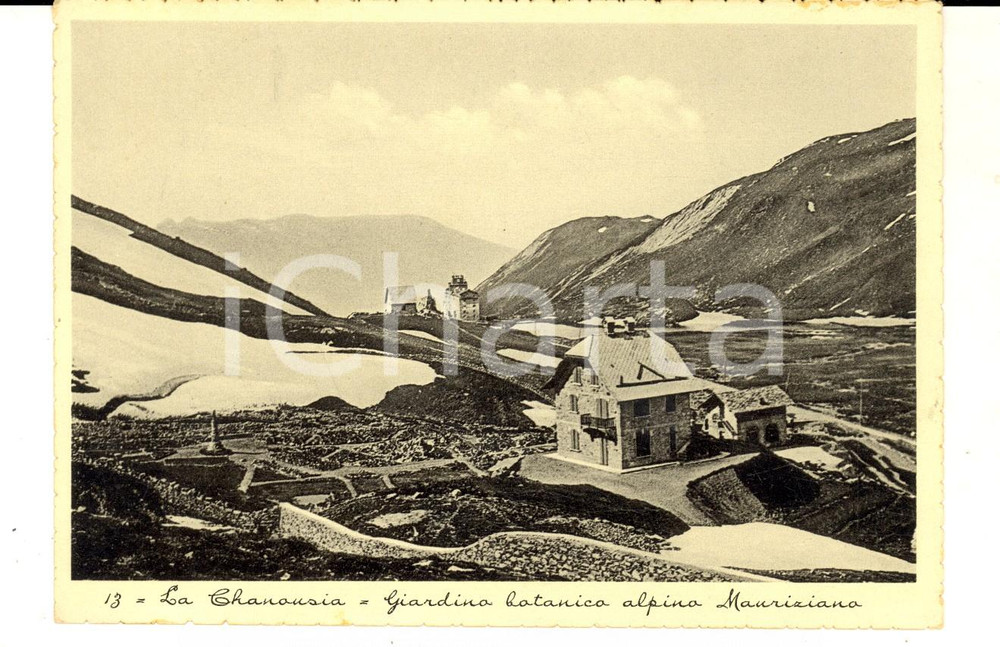 Cartolina originale da collezione 1939 PICCOLO SAN BERNARDO AO Giardino Botanico Mauriziano CHANOUSIA FG NV 1