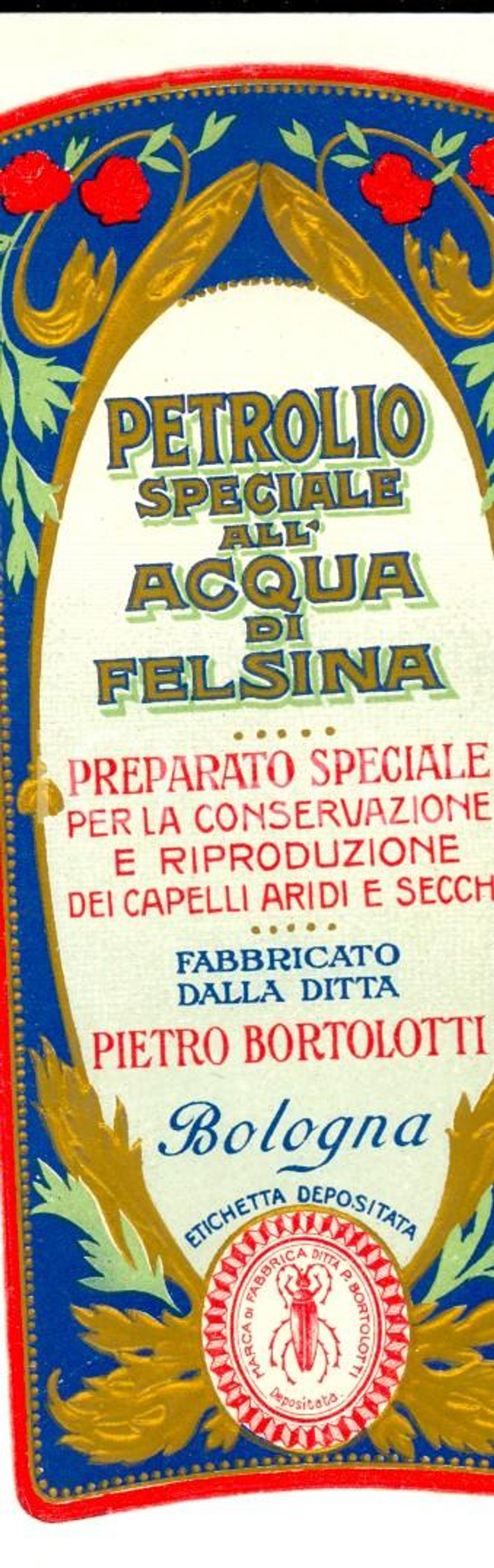 Materiale pubblicitario d’epoca 1910 ca BOLOGNA Petrolio speciale ACQUA DI FELSINA Biglietto pubblicitario 4x13 1