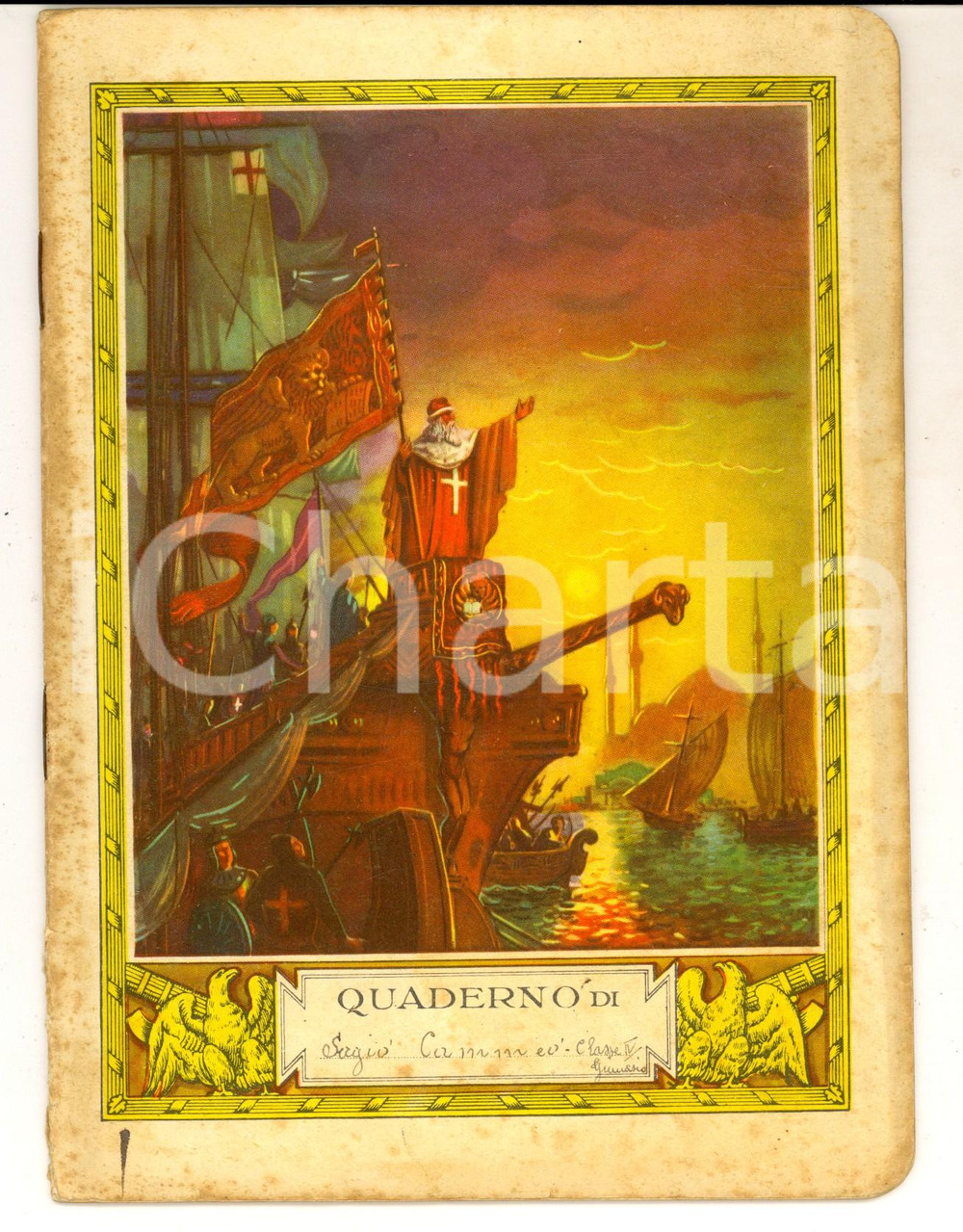 Oggetto da collezione cartaceo 1940 Quaderno Sergio CAMMEO  Storia Copertina illustrata VENEZIA REGINA 1