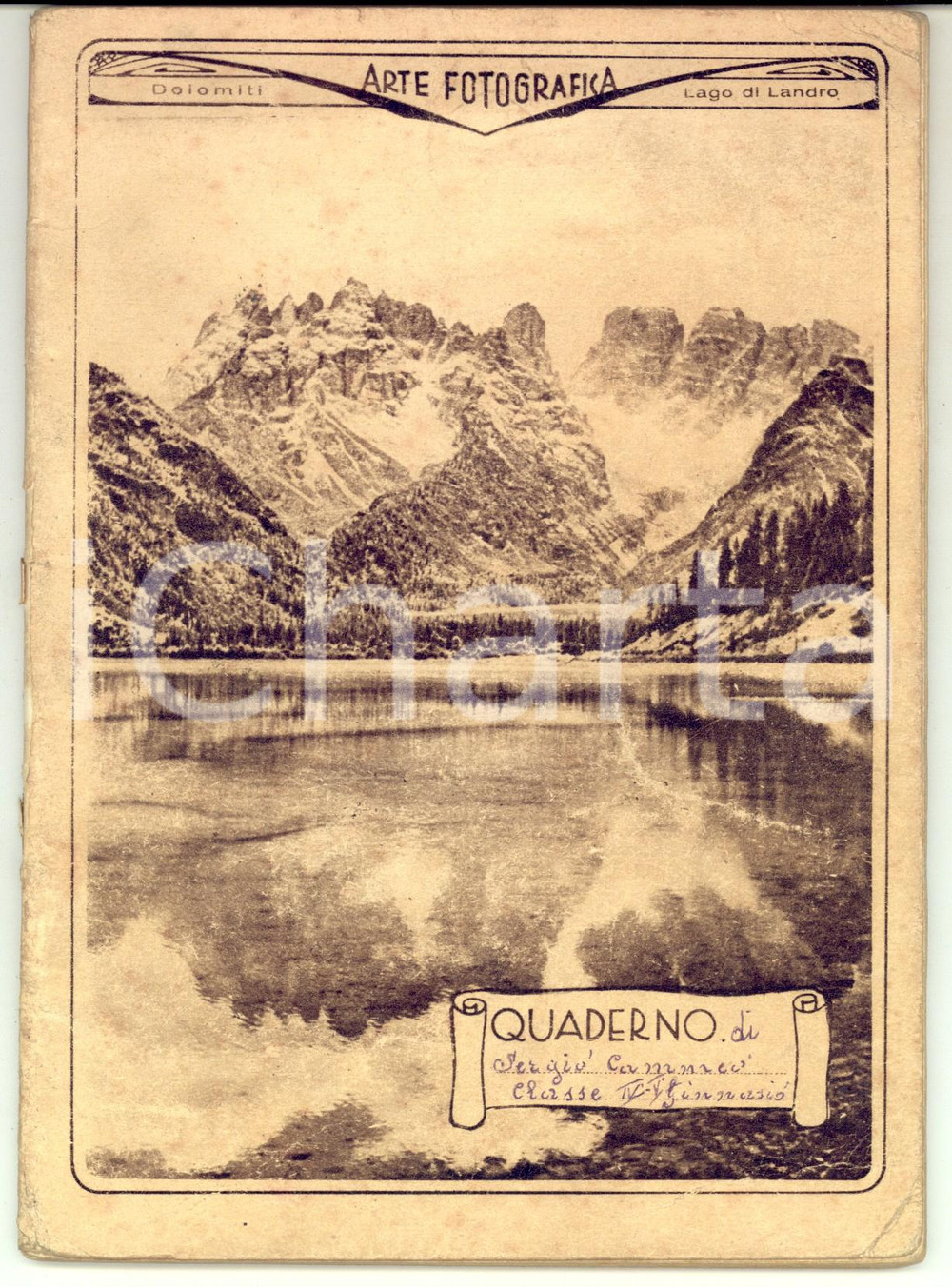 Oggetto da collezione cartaceo 1940 Quaderno Sergio CAMMEO  Eneide Copertina illustrata LAGO DI LANDRO 1