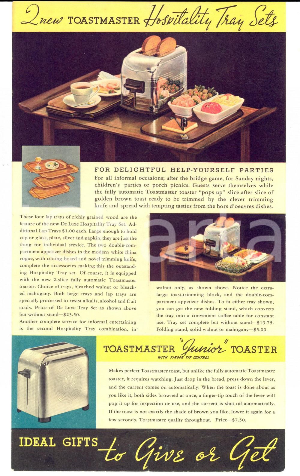 Materiale pubblicitario d’epoca 1960 ca TOASTMASTER  Toast Waffle Baker  Volantino pubblicitario 1