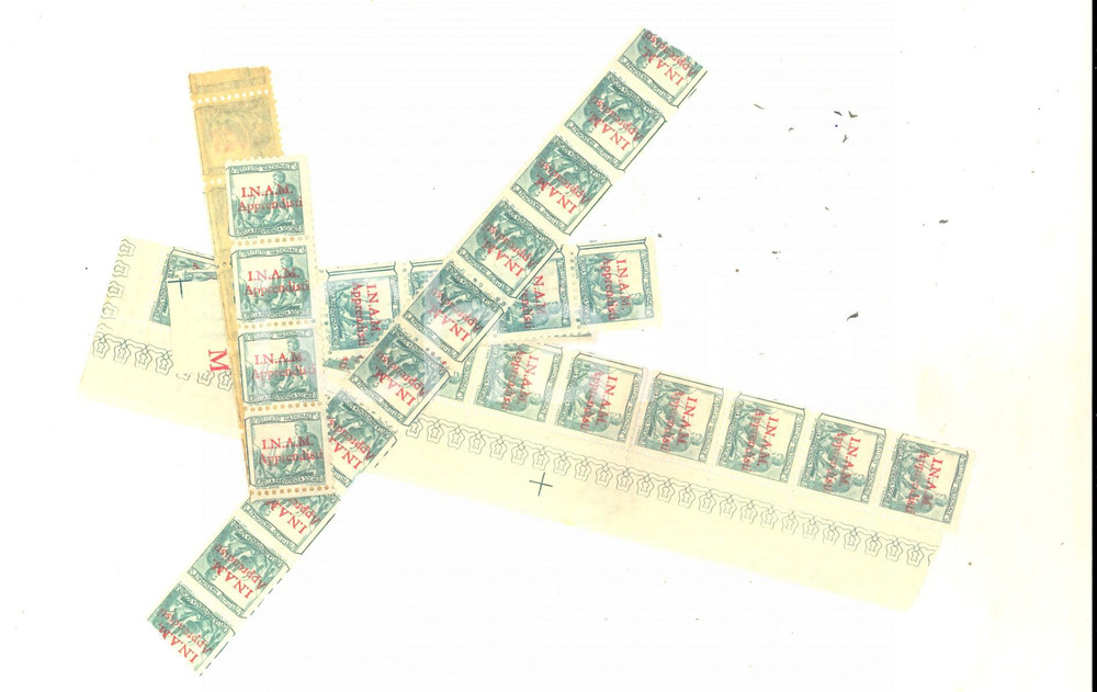 Documento originale, autentico 1950 ca INAM ASSICURAZIONE Apprendisti  Lotto 24 bollini integri 1