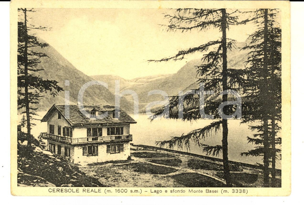 Cartolina originale da collezione 1952 CERESOLE REALE TO Lago e sfondo MONTE BASEI Cartolina FG VG 1