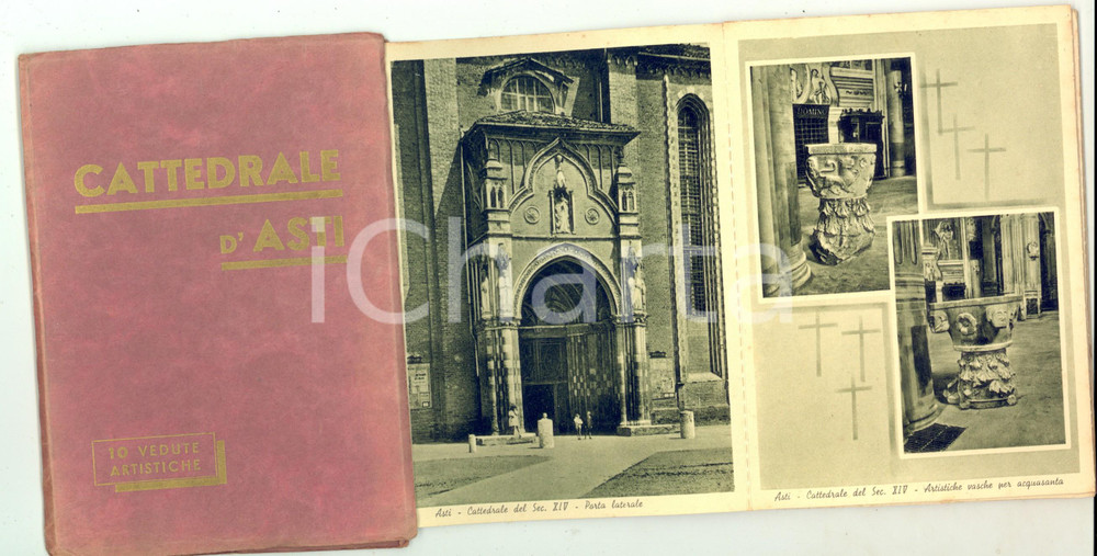 Materiale pubblicitario d’epoca 1950 ca Cattedrale di ASTI 10 vedute artistiche  Cartoline 11x15 cm VINTAGE 1