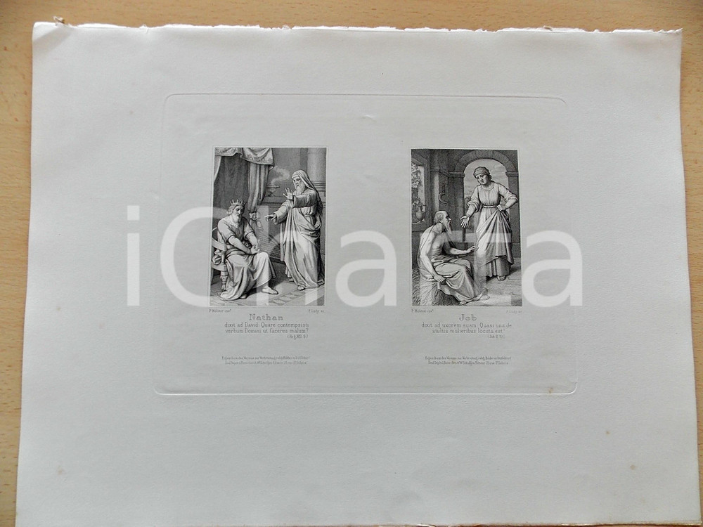 Stampa, bozzetto originale 1880 ca ARTE SACRA Nathan  Job Stampa inc. F. LUDY 37x28 cm 1
