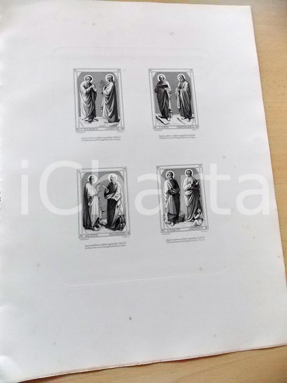 Stampa, bozzetto originale 1880 ca ARTE SACRA Evangelisti e Apostoli Stampa inc. PICKEL 28x37 cm 1
