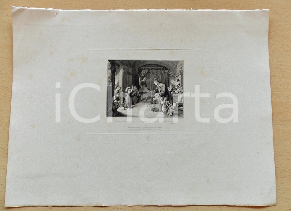 Stampa, bozzetto originale 1880 ca ARTE SACRA Jesus proficiebat sapientia et aetate Stampa MASPAGEL 37x28 1