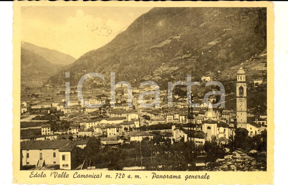 Cartolina originale da collezione 1950 ca EDOLO BS Panorama generale Cartolina postale FG VG 1