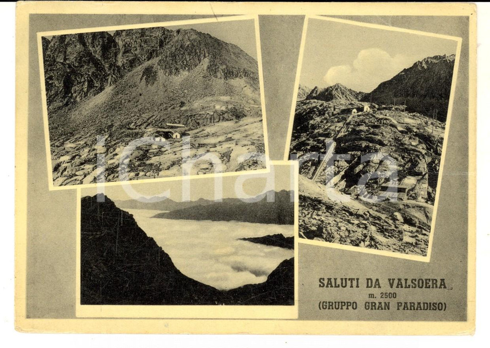 Cartolina originale da collezione 1950 ca LAGO DI VALSOERA TO Vedutine GRUPPO GRAN PARADISO Cartolina FG NV 1